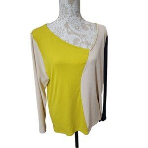 Eloquii Top Ribbed Multicolor Color Block Long Sleeve Women's 22 24